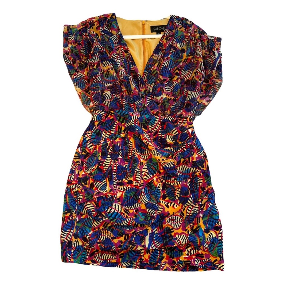 Saloni mini dress - gold banana leaf 595